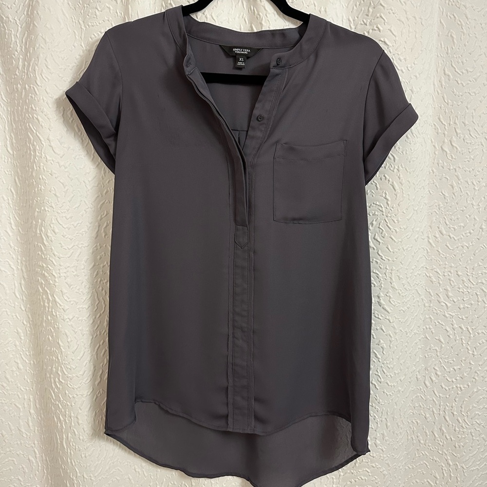 Women's Gray Short Sleeve Blouse